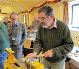 Matthew making shavings